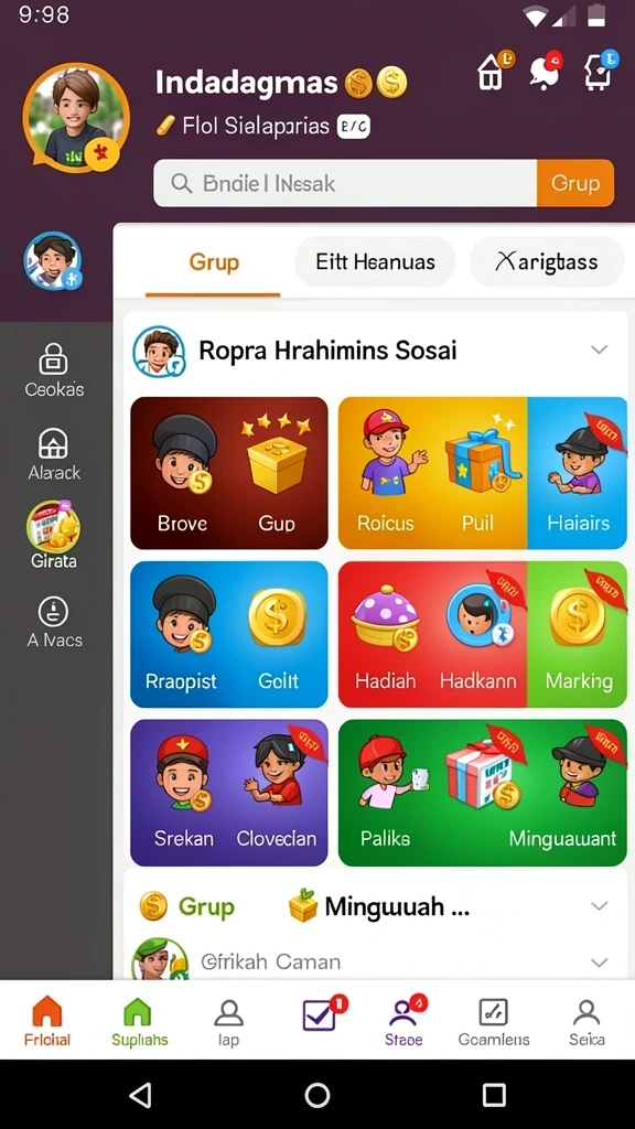 hokiluck - Fitur sosial yang memungkinkan berbagi pencapaian.